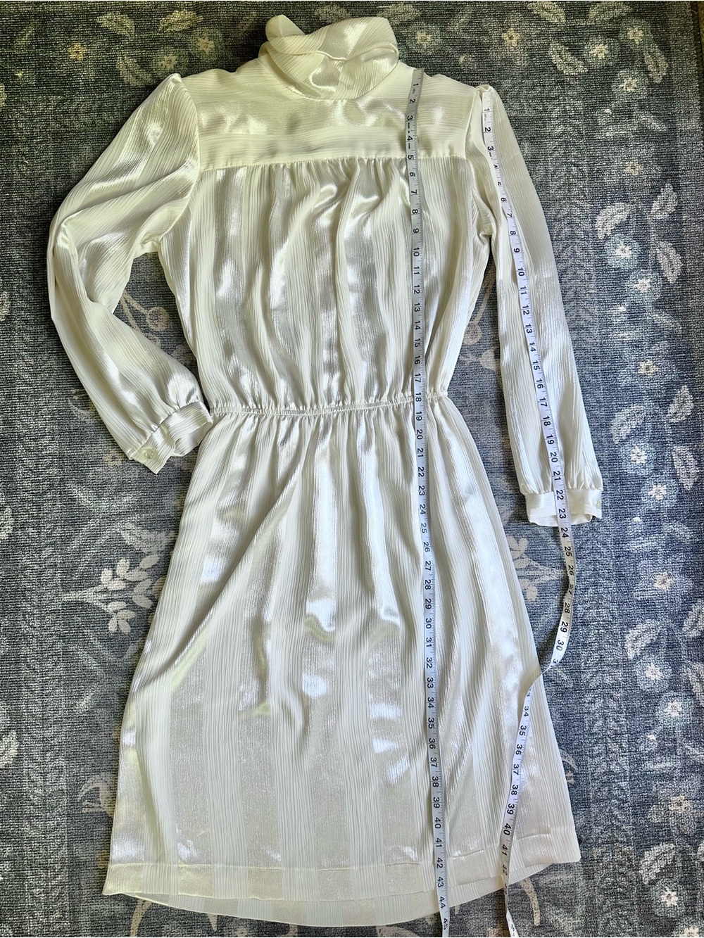 Vintage Just In Thyme LTD Cream Turtleneck Neck Long Sleeve Elastic Waist Dress - Picture 5 of 8